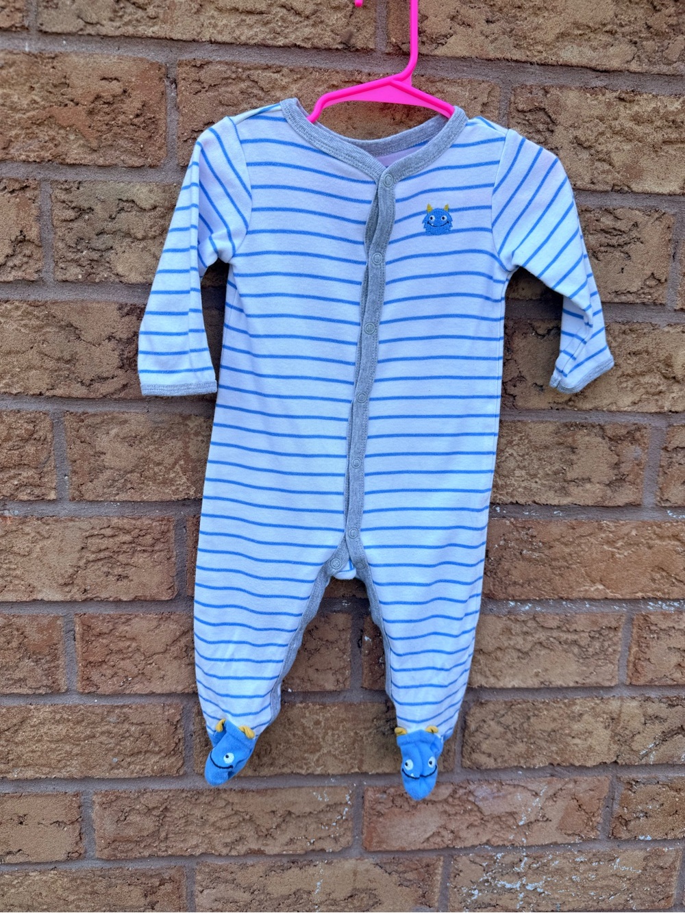 💫10/$25 • Carters Striped Blue Monster One-Piece Footed Sleeper
